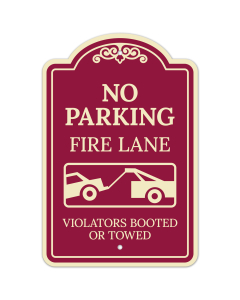 No Parking Fire Lane Violator Booted or Towed Décor Sign