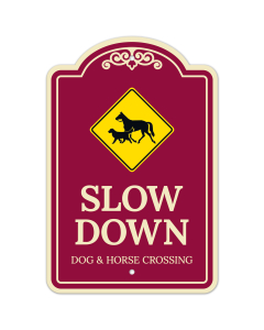 Slow Down Dog And Horse Crossing Décor Sign
