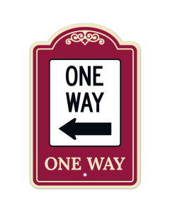 One Way With Left Arrow Décor Sign, (SI-73907)
