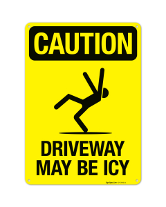 Driveway May Be Icy With Symbol Sign