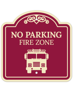 No Parking Fire Zone With Décor Sign