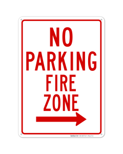 Plain No Parking Fire Zone Right Side Sign