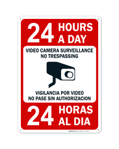 Video Surveillance No Trespassing Sign, Bilingual English and Spanish