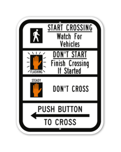MUTCD Push Button To Cross Left R10-3B Sign