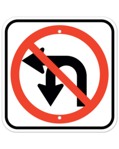 MUTCD No Left or U Turn R3-18 Sign