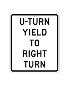 MUTCD U Turn Yeild to Right Turn R10-16 Sign