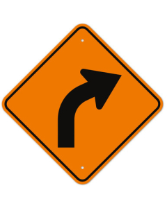 MUTCD Right Curve Orange W1-2R Sign