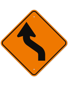 MUTCD Left Reverse Curve Turn Orange W1-4L Sign
