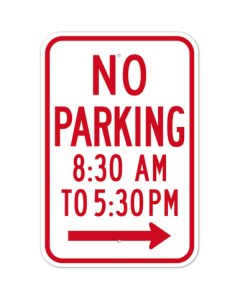 MUTCD No Parking Specify Times Left Arrow R7-2A Sign