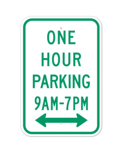 MUTCD One Hour Parking Specify Times Double Arrow R7-5 Sign