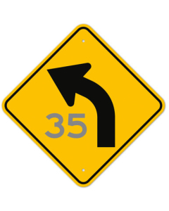 MUTCD Left Combination Curve Advisory Speed W1-2aL Sign