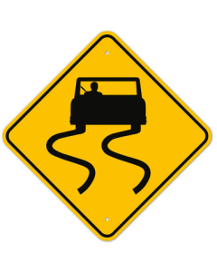 MUTCD Slippery When Wet With Car Graphic W8-5 Sign