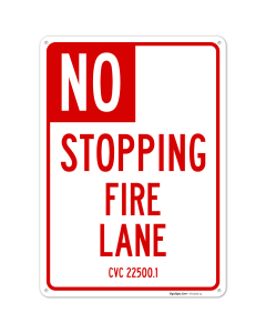 No Stopping Fire Lane Refer To Cvc 225001 Sign,