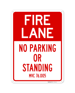 Michigan Fire Lane No Parking Or Standing Sign,