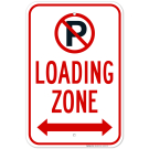 Loading Zone With No Parking Symbol And Bidirectional Arrow Sign