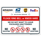 Do Not Leave Packages Here Sign, Please Ring Bell Or Knock Hard