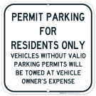 Permit Parking Sign, Residents Parking Only Sign