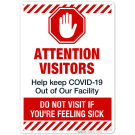 COVID-19 Sign, Do Not Visit If You'Re Feeling Sick Sign