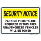 Parking Permits Required In Area Notice Sign