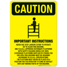 Important Instructions Sign, OSHA Caution Sign
