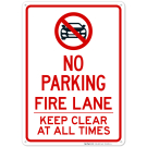 Fire Lane Keep Clear At All Times With Graphic Sign