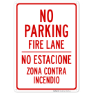 No Parking Fire Lane Bilingual Sign
