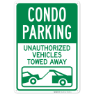 Condo Parking Unauthorized Vehicles Towed Away Sign