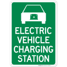 Electric Vehicle Charging Station With Graphic Sign