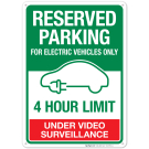 Charging Station For Employee Use Only 4 Hour Limit Under Video Surveillance Sign