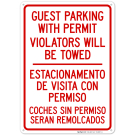 Guest Parking Violators Will Be Towed Bilingual Sign