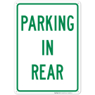 Parking In Rear Sign