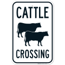 Cattle Crossing With Graphic Sign