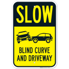 Blind Curve And Driveway Sign