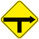 T Junction With Arrow Sign
