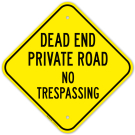 Dead End Private Road No Trespassing Sign