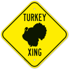 Turkey Crossing with Graphic Sign