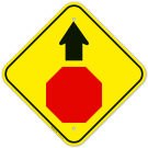 Stop Graphicand Arrow Pointing Up Sign