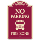 No Parking Fire Zone With Fire Truck Graphic Décor Sign