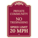 Private Community No Trespassing Speed Limit 20 Décor Sign