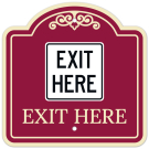 Exit Here With Symbol Décor Sign