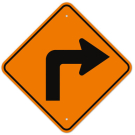 MUTCD Right Turn Orange W1-1R Sign