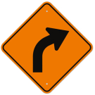 MUTCD Right Curve Orange W1-2R Sign