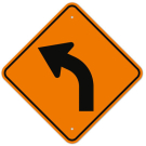 MUTCD Left Curve Orange W1-2L Sign
