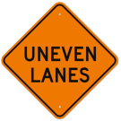 MUTCD Uneven Lanes Orange W8-11 Sign