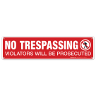 No Trespassing Violators Will Be Prosecuted Sign, Rectangle Red Background Sign