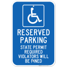 State Permit Required Reserved Handicap Parking Sign